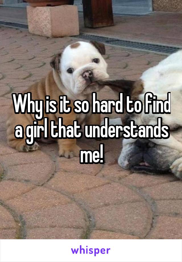 Why is it so hard to find a girl that understands me!