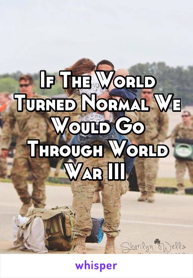 If The World Turned Normal We Would Go Through World War III 
