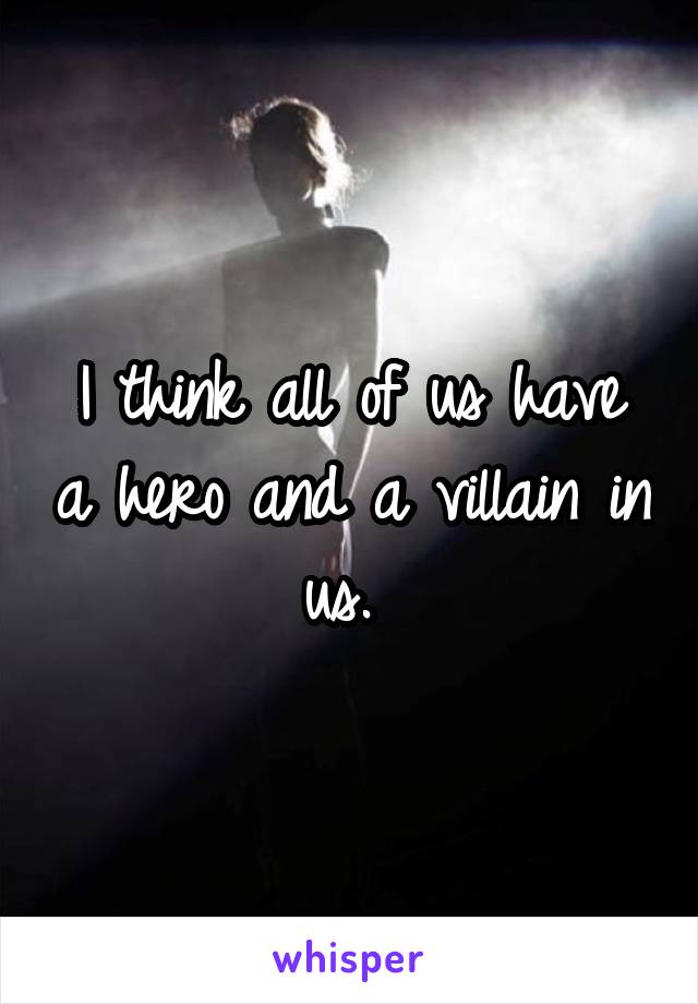 I think all of us have a hero and a villain in us. 