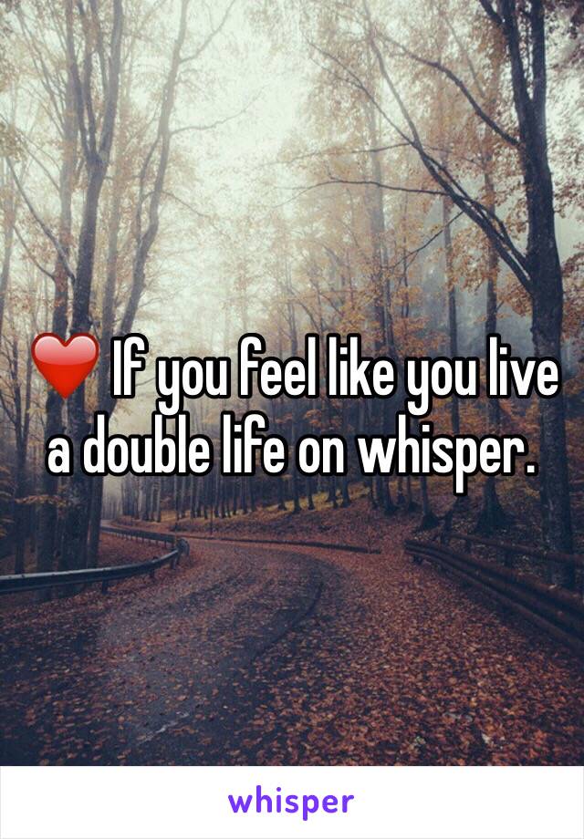 ❤️ If you feel like you live a double life on whisper.