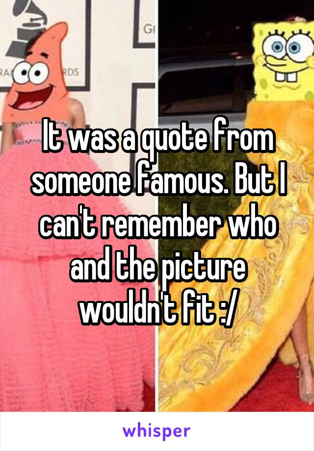 It was a quote from someone famous. But I can't remember who and the picture wouldn't fit :/