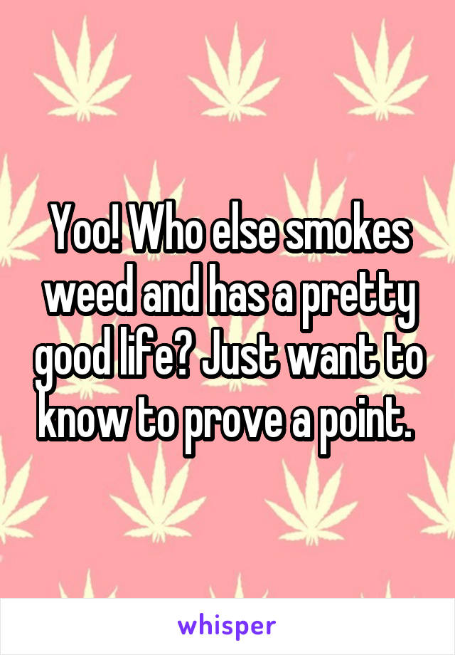 Yoo! Who else smokes weed and has a pretty good life? Just want to know to prove a point. 