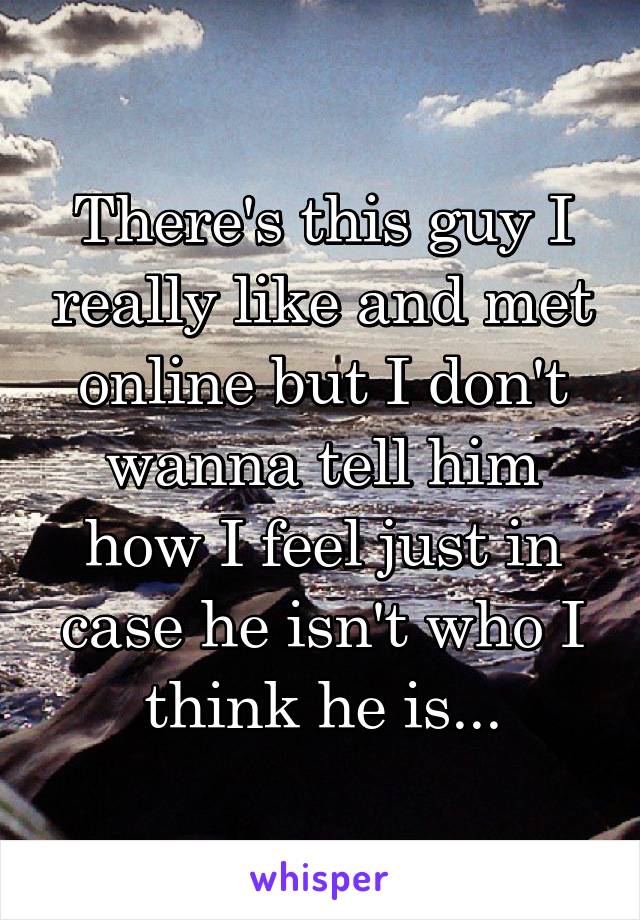 There's this guy I really like and met online but I don't wanna tell him how I feel just in case he isn't who I think he is...