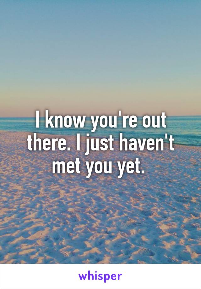 I know you're out there. I just haven't met you yet. 