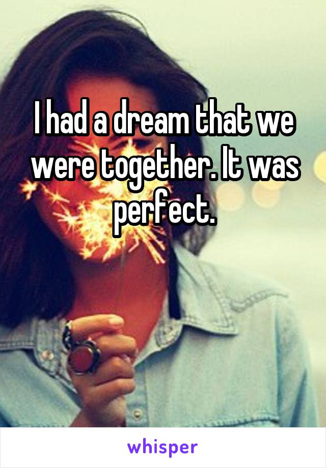 I had a dream that we were together. It was perfect.


