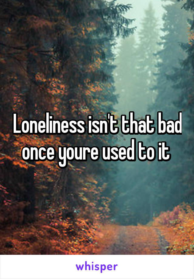 Loneliness isn't that bad once youre used to it 