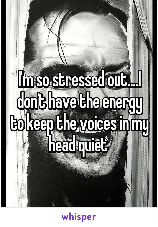 I'm so stressed out....I don't have the energy to keep the voices in my head quiet 