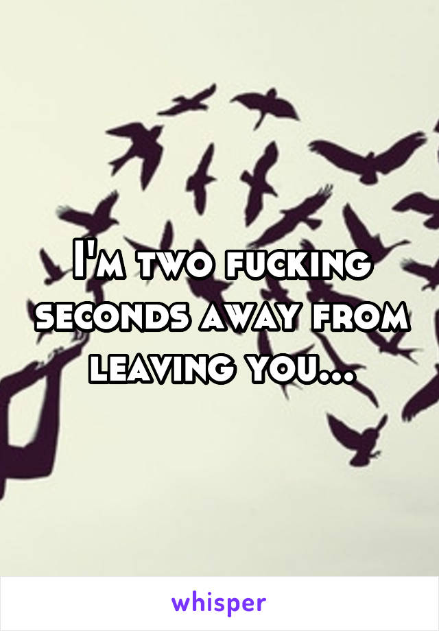 I'm two fucking seconds away from leaving you...