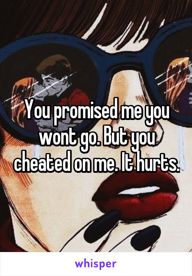 You promised me you wont go. But you cheated on me. It hurts.