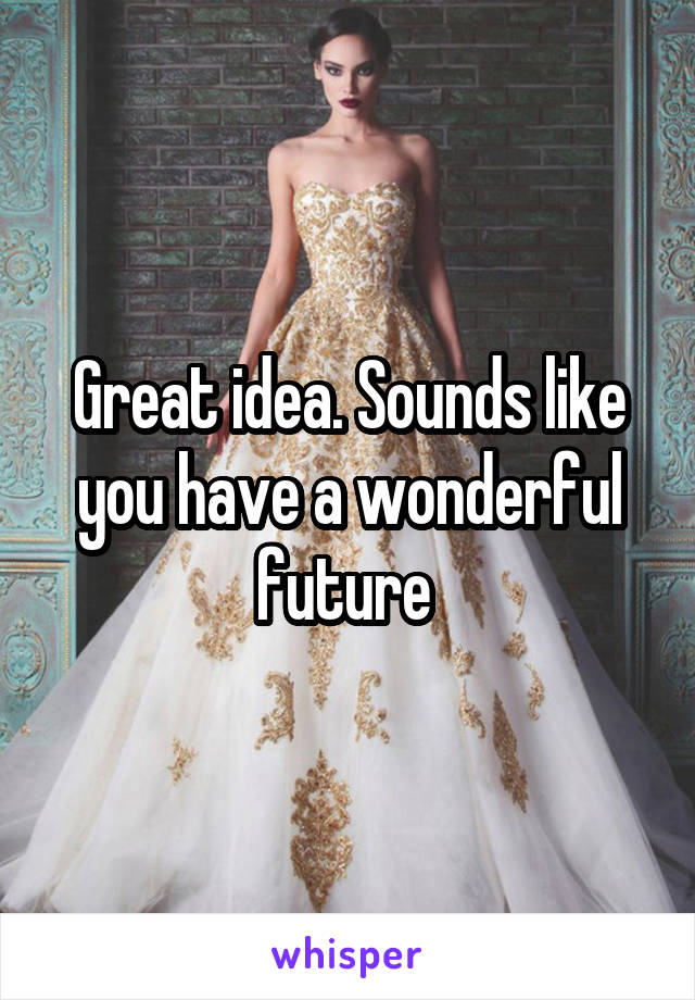 Great idea. Sounds like you have a wonderful future 