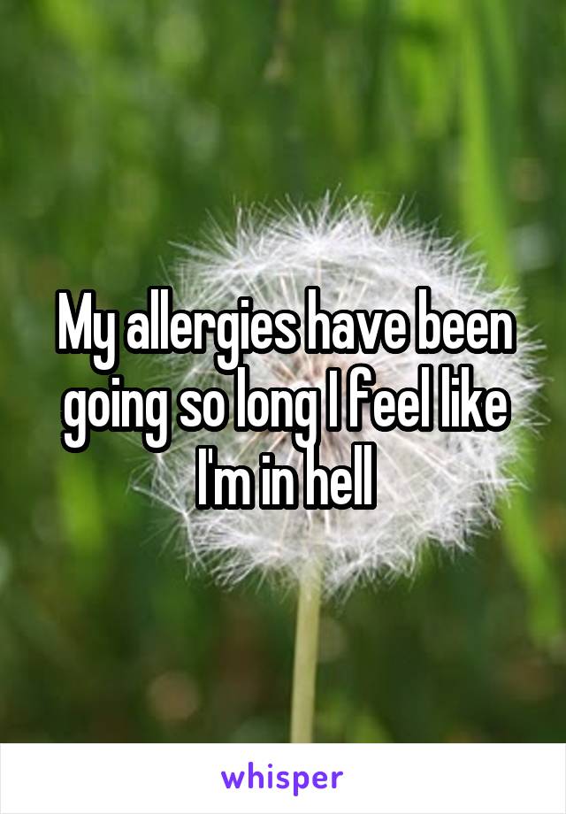 My allergies have been going so long I feel like I'm in hell