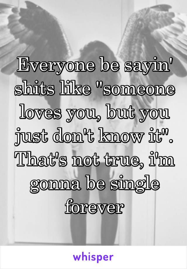 Everyone be sayin' shits like "someone loves you, but you just don't know it". That's not true, i'm gonna be single forever