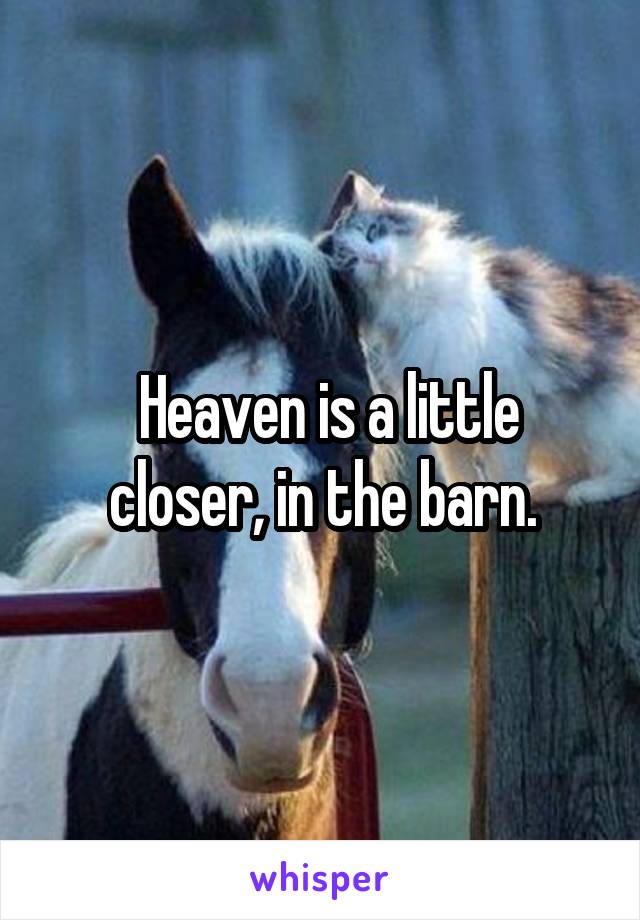  Heaven is a little closer, in the barn.