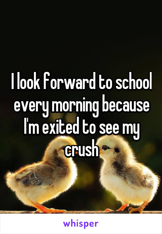 I look forward to school every morning because I'm exited to see my crush