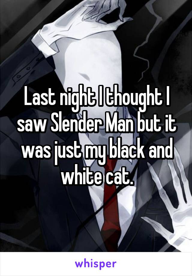 Last night I thought I saw Slender Man but it was just my black and white cat.