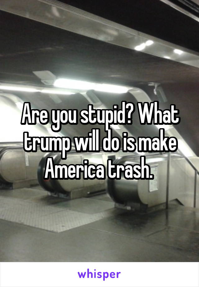 Are you stupid? What trump will do is make America trash. 