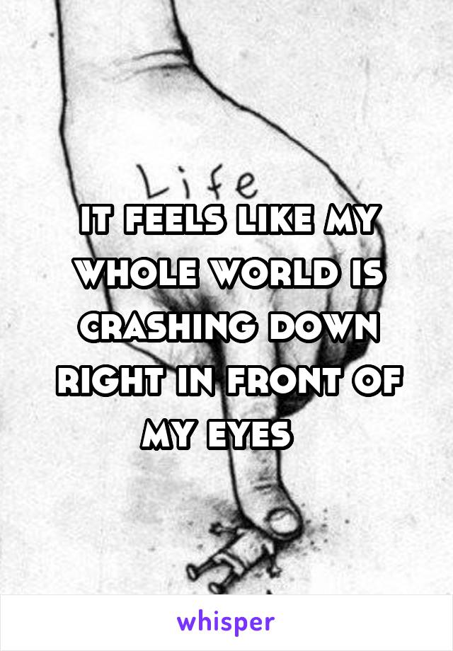 it feels like my whole world is crashing down right in front of my eyes  