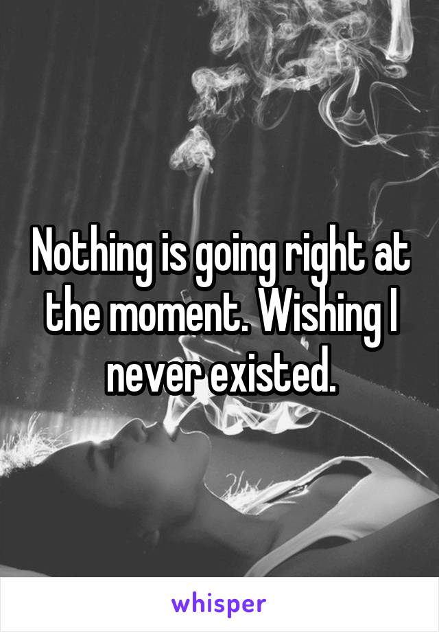 Nothing is going right at the moment. Wishing I never existed.