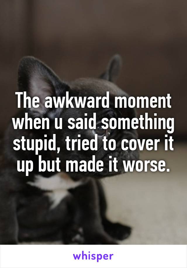 The awkward moment when u said something stupid, tried to cover it up but made it worse.