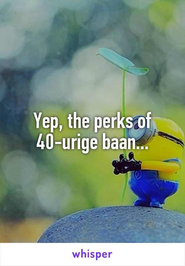 Yep, the perks of
40-urige baan...