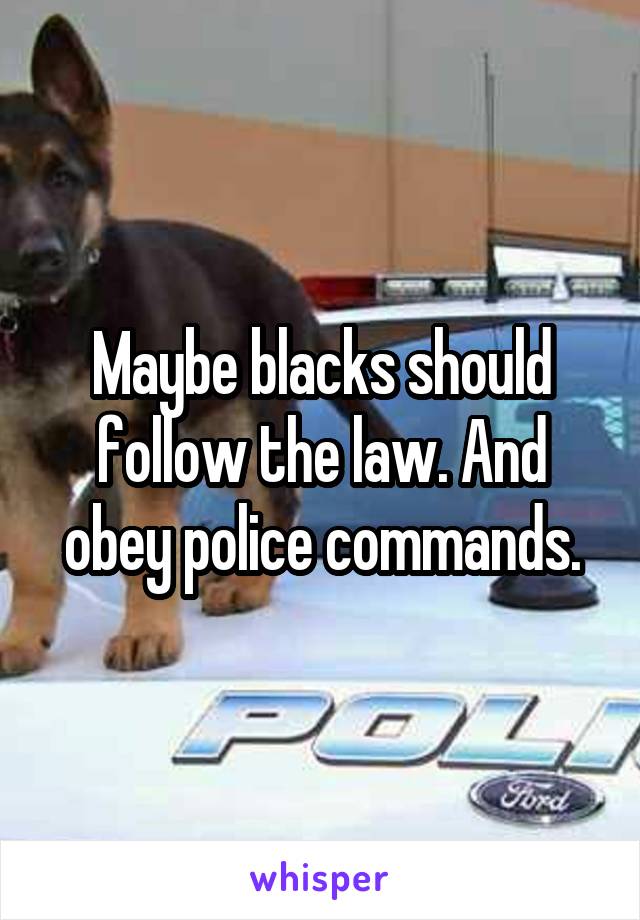 Maybe blacks should follow the law. And obey police commands.