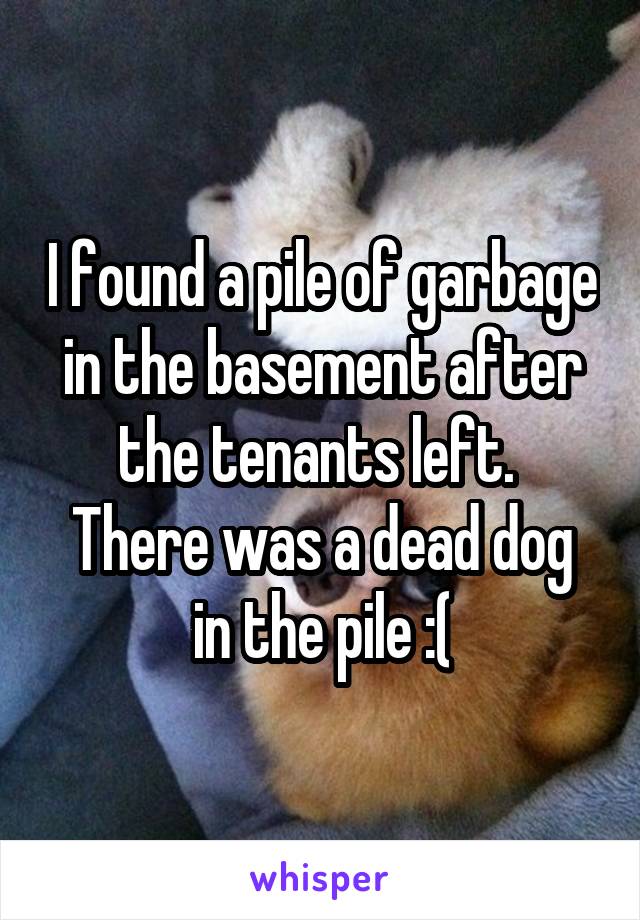 I found a pile of garbage in the basement after the tenants left. 
There was a dead dog in the pile :(