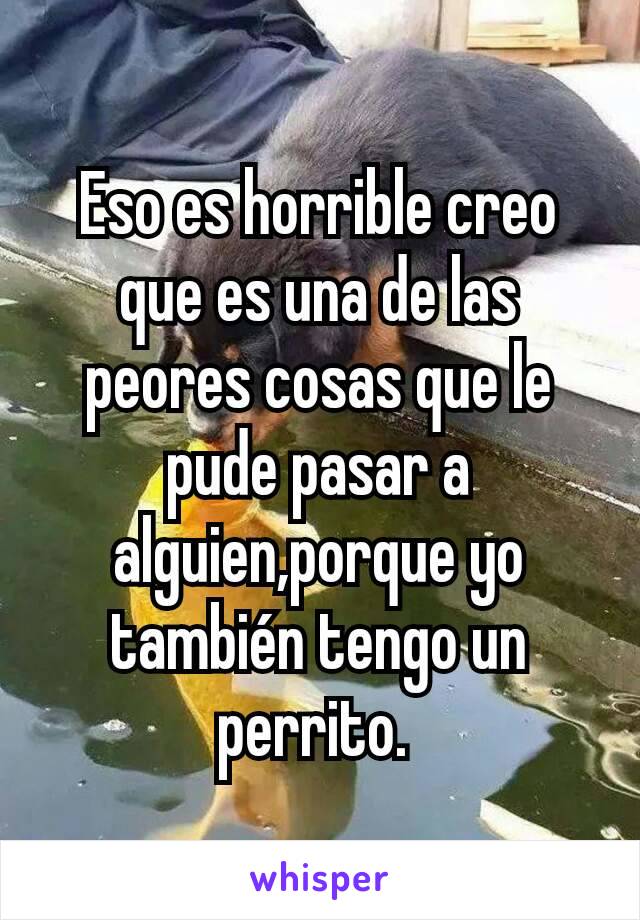 Eso es horrible creo que es una de las peores cosas que le pude pasar a alguien,porque yo también tengo un perrito. 