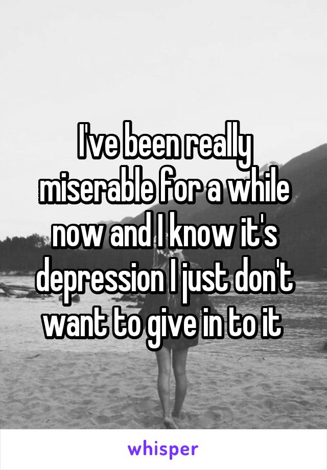 I've been really miserable for a while now and I know it's depression I just don't want to give in to it 