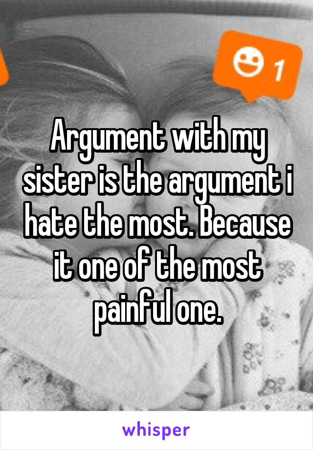 Argument with my sister is the argument i hate the most. Because it one of the most painful one.