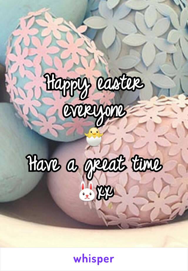 Happy easter  everyone
🐣
Have a great time 🐰xx