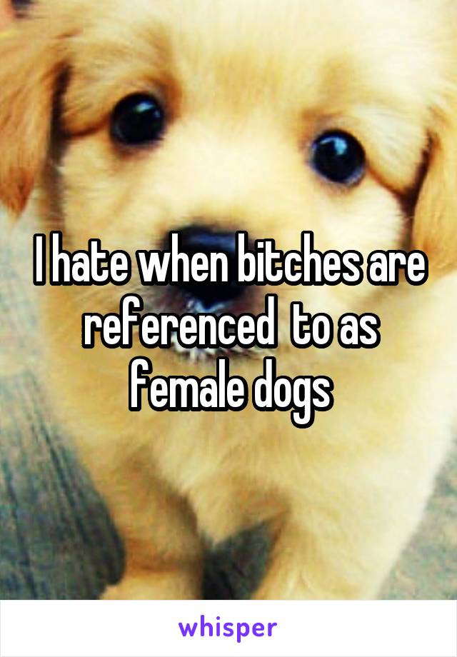 I hate when bitches are referenced  to as female dogs