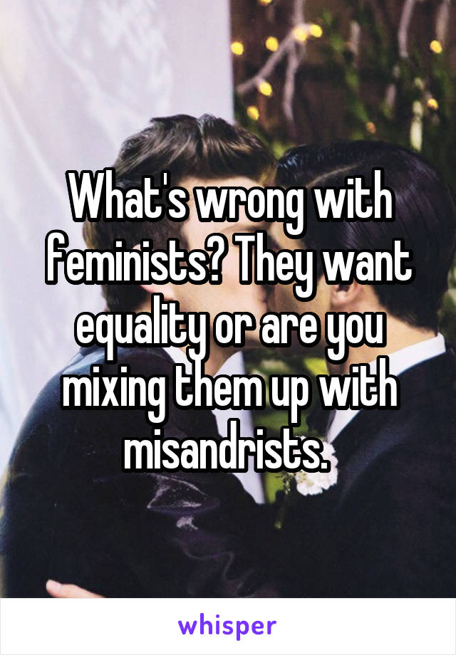 What's wrong with feminists? They want equality or are you mixing them up with misandrists. 