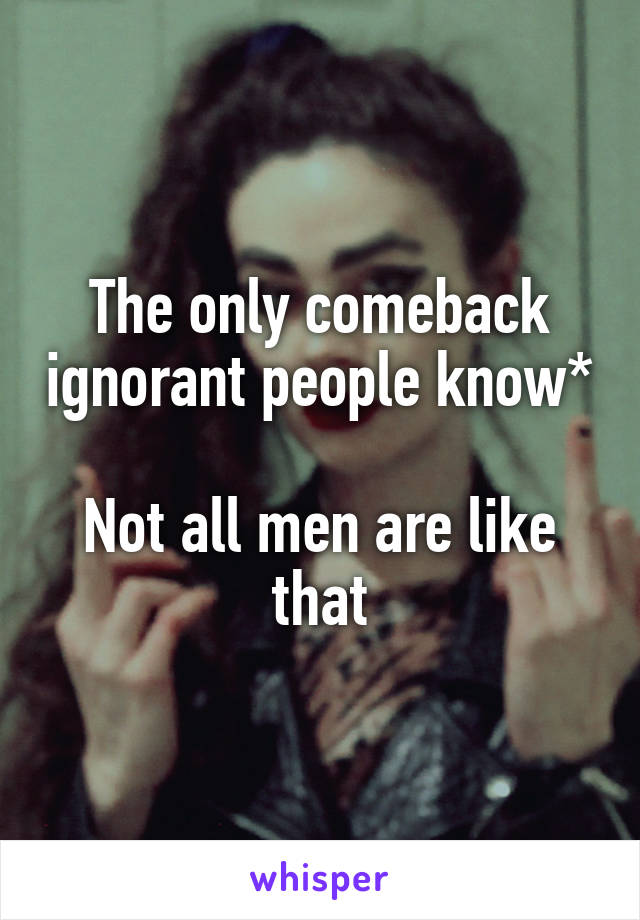 The only comeback ignorant people know*

Not all men are like that