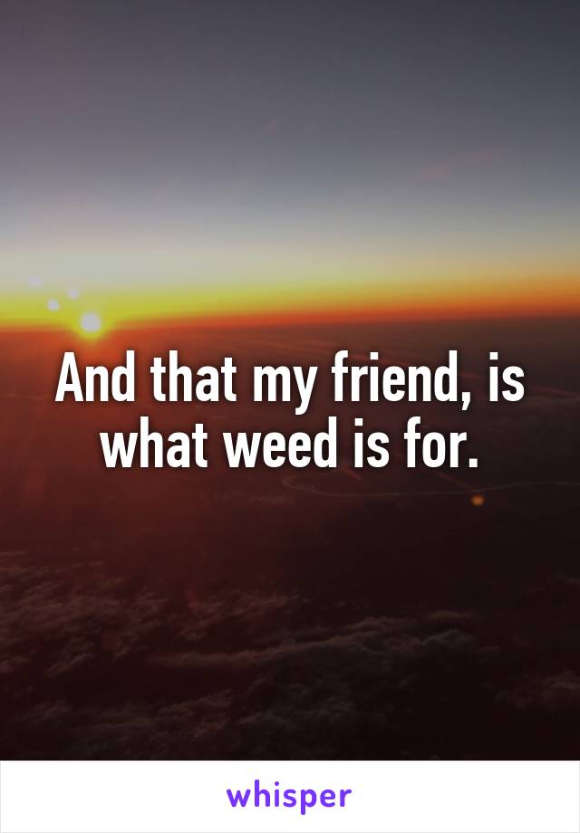 And that my friend, is what weed is for.