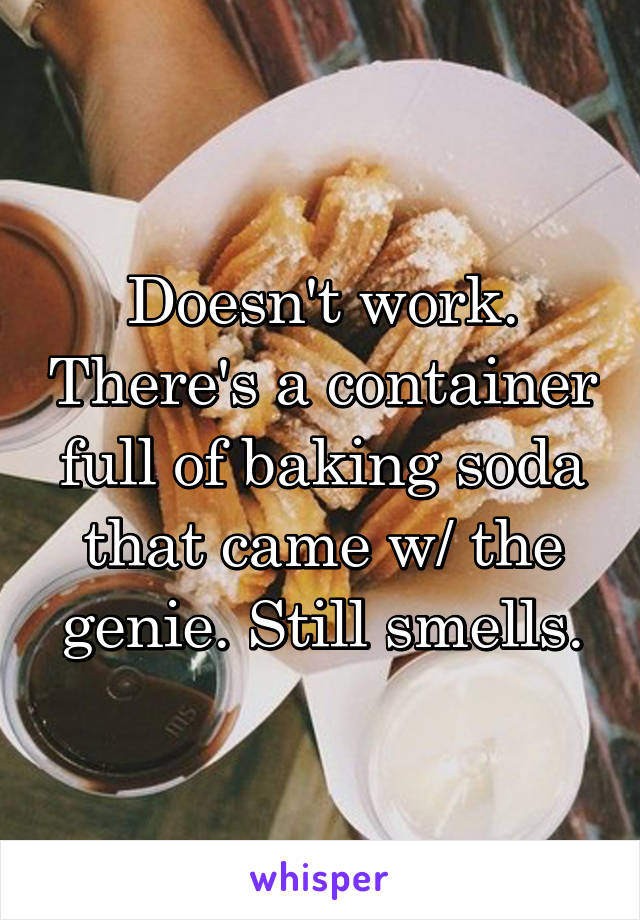 Doesn't work. There's a container full of baking soda that came w/ the genie. Still smells.