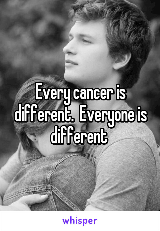 Every cancer is different.  Everyone is different 