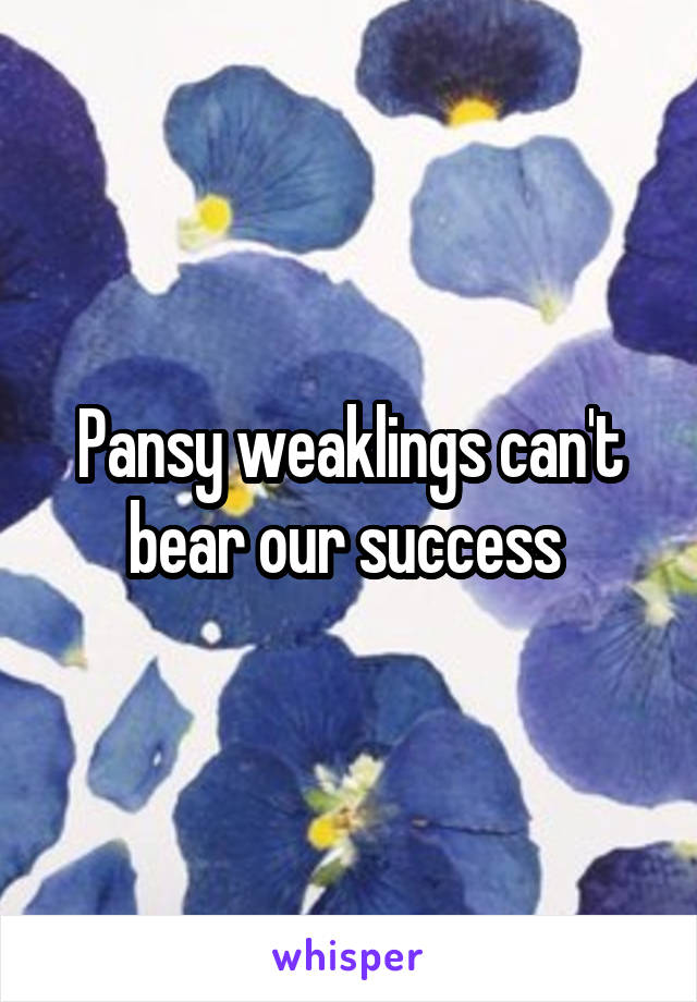 Pansy weaklings can't bear our success 