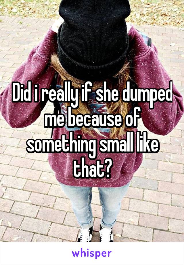 Did i really if she dumped me because of something small like that?