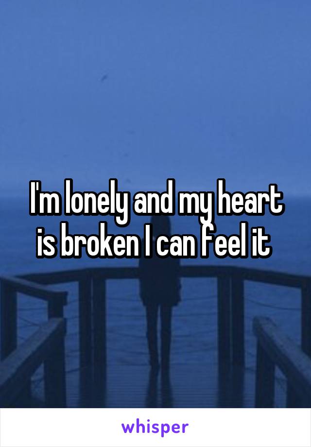 I'm lonely and my heart is broken I can feel it 