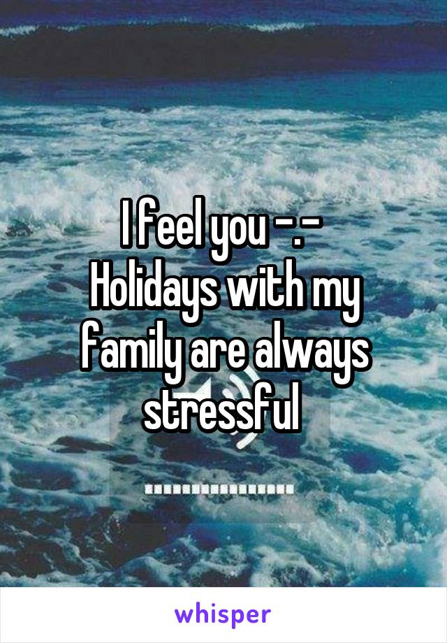 I feel you -.- 
Holidays with my family are always stressful 