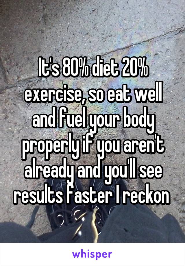 It's 80% diet 20% exercise, so eat well and fuel your body properly if you aren't already and you'll see results faster I reckon 