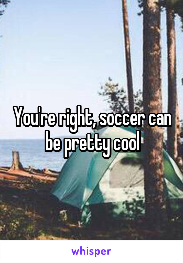 You're right, soccer can be pretty cool