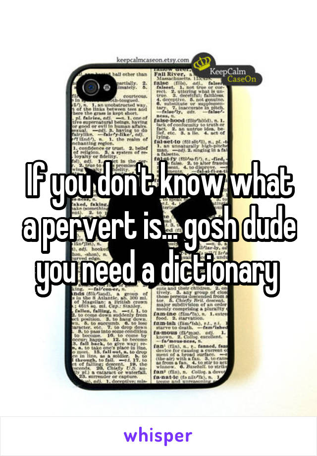 If you don't know what a pervert is... gosh dude you need a dictionary 