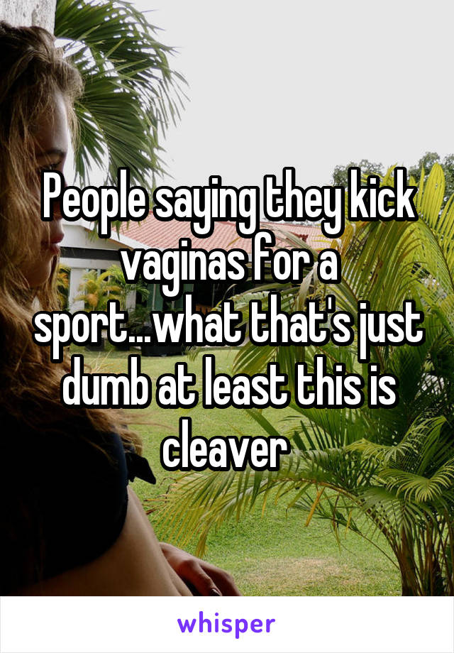 People saying they kick vaginas for a sport...what that's just dumb at least this is cleaver 