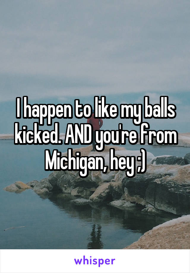 I happen to like my balls kicked. AND you're from Michigan, hey ;)