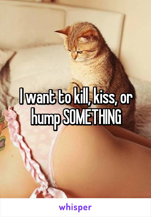 I want to kill, kiss, or hump SOMETHING