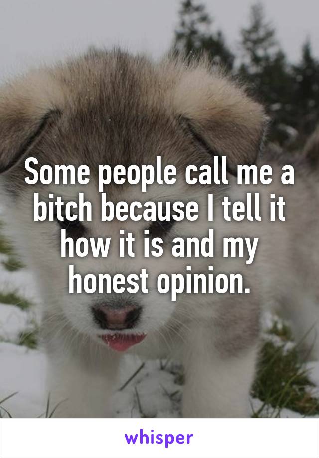 Some people call me a bitch because I tell it how it is and my honest opinion.