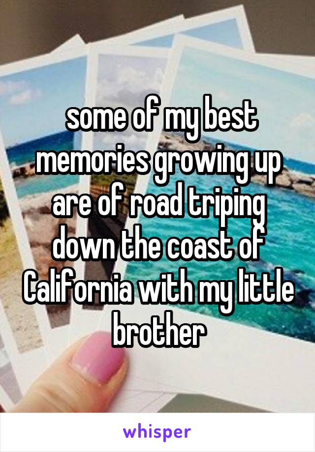  some of my best memories growing up are of road triping down the coast of California with my little brother