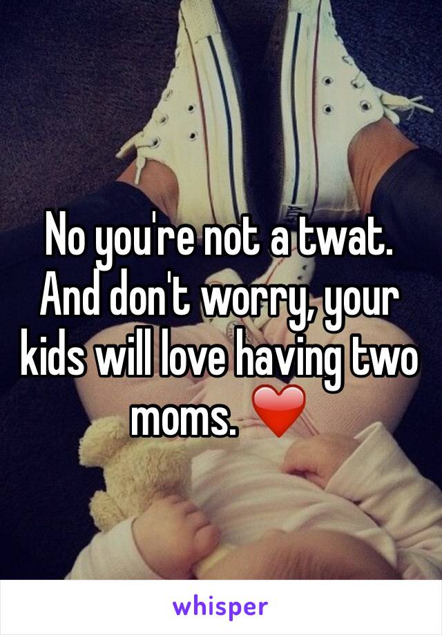 No you're not a twat. And don't worry, your kids will love having two moms. ❤️