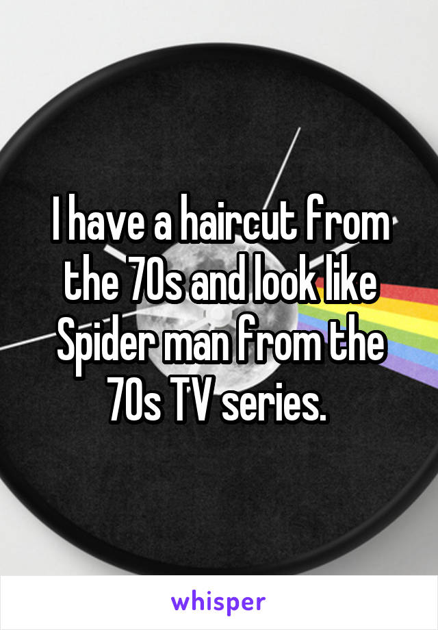I have a haircut from the 70s and look like Spider man from the 70s TV series. 